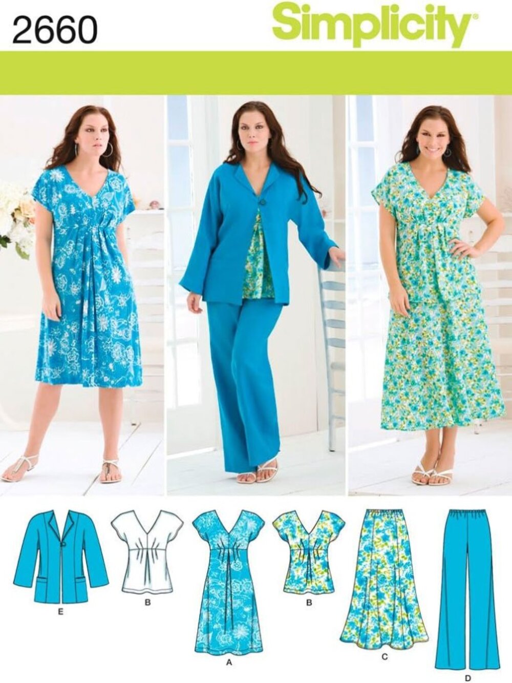 Simplicity Pattern 2660 Womens Skirt, Pants, Dress or Top & Jacket Sizes 20W-28W